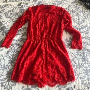 Red Lace Romper